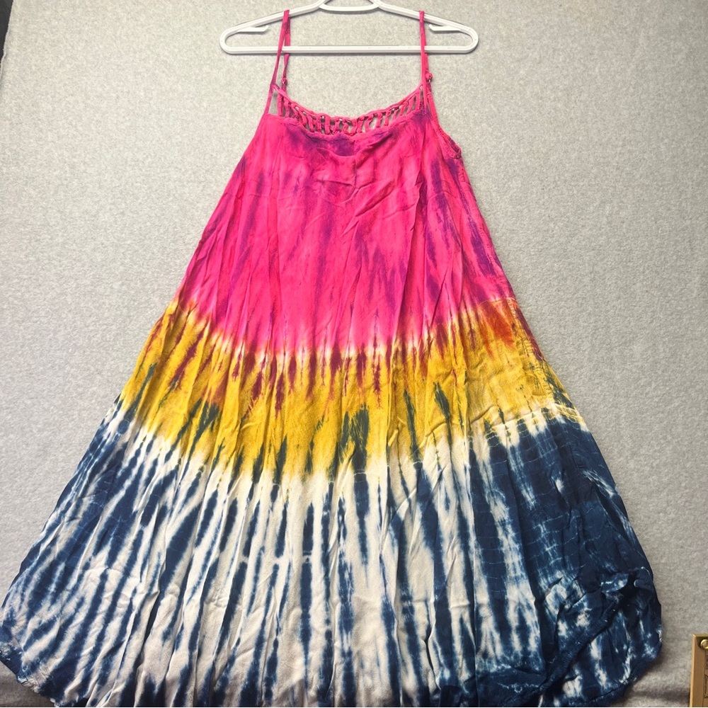 Beach by Exist Tie-Dye‎ Beach Cover Dress Spaghetti Strap Up Free Size